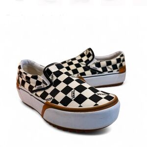 Vans Era Stacked Black and White Checkerboard Slip-Ons